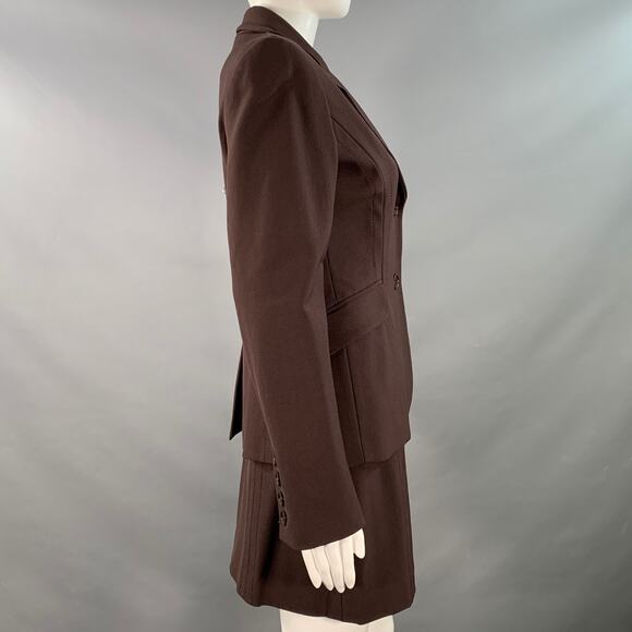 FUTURE OZBEK Size 6 Brown Rayon Blend Single Breasted Blazer Mini Skirt Set - Picture 2 of 16